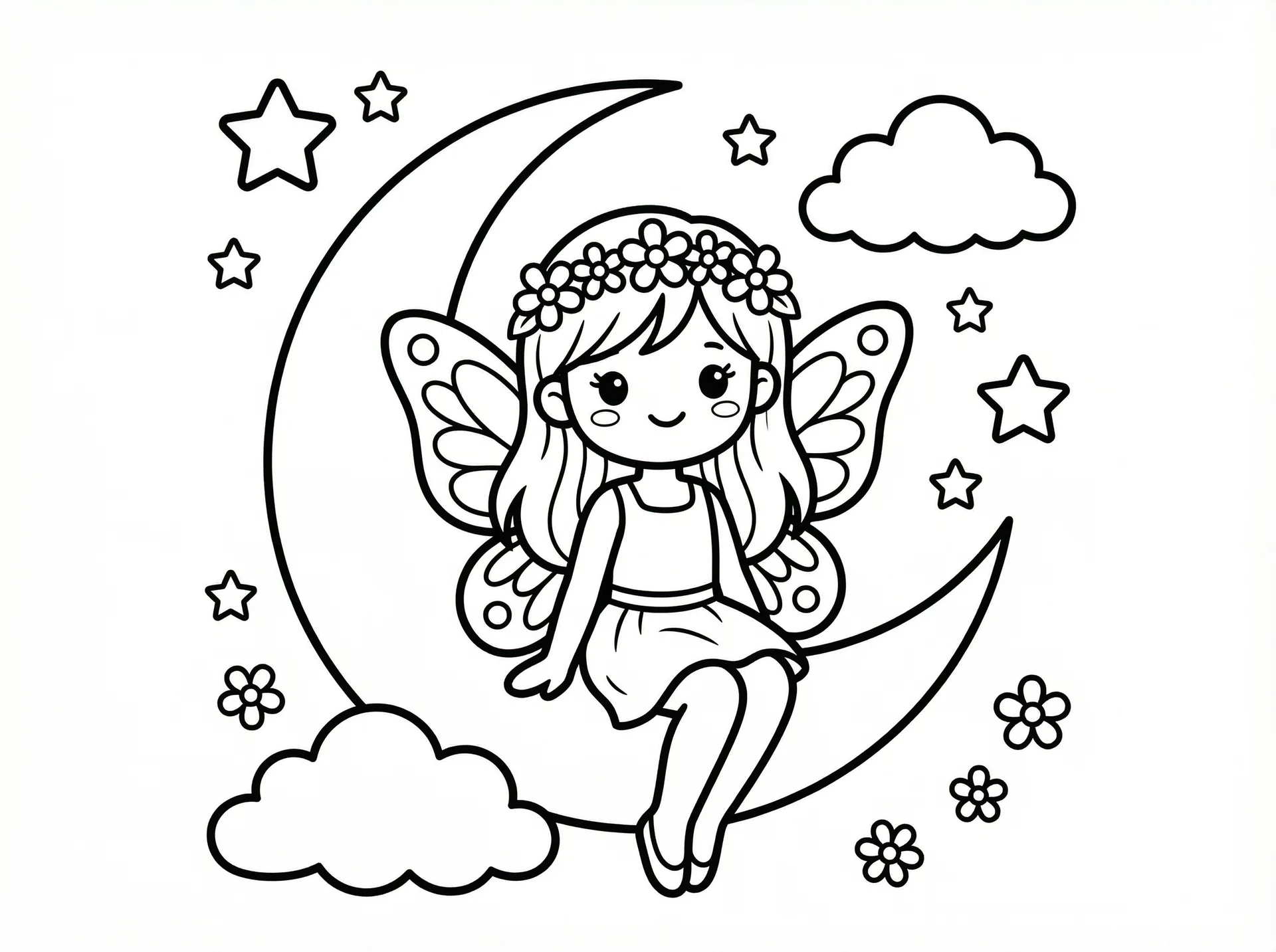 农村真实夫妇屋内自拍视频 - 月亮上的蝴蝶翅膀精灵涂色线稿